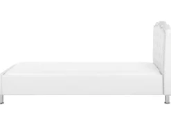 Cama De Solteiro Em Pele Sintetica Branca 90 X 200 Cm Metz