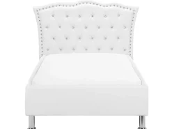 Cama De Solteiro Em Pele Sintetica Branca 90 X 200 Cm Metz