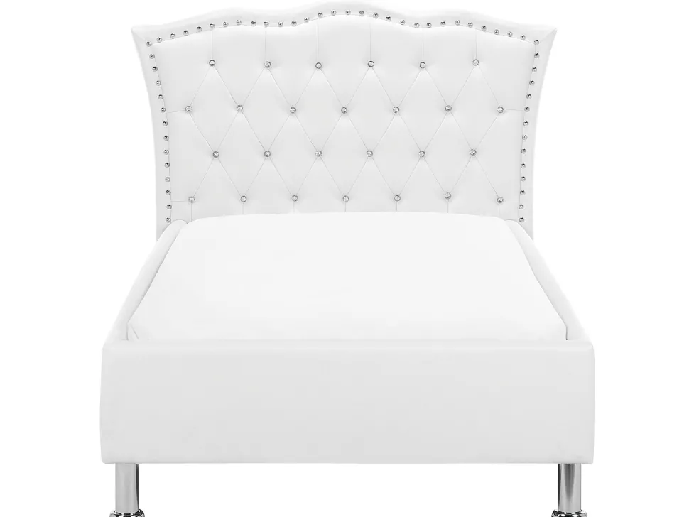 Cama De Solteiro Em Pele Sintetica Branca 90 X 200 Cm Metz