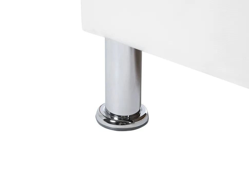 Cama De Solteiro Em Pele Sintetica Branca 90 X 200 Cm Metz