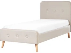 Cama De Solteiro Em Tecido Creme Claro 90 X 200 Cm Rennes