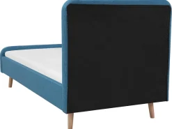 Cama De Solteiro Em Tecido Azul Escuro 90 X 200 Cm Rennes