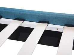 Cama De Solteiro Em Tecido Azul Escuro 90 X 200 Cm Rennes