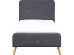 Cama De Solteiro Em Tecido Cinzento Escuro 90 X 200 Cm Rennes