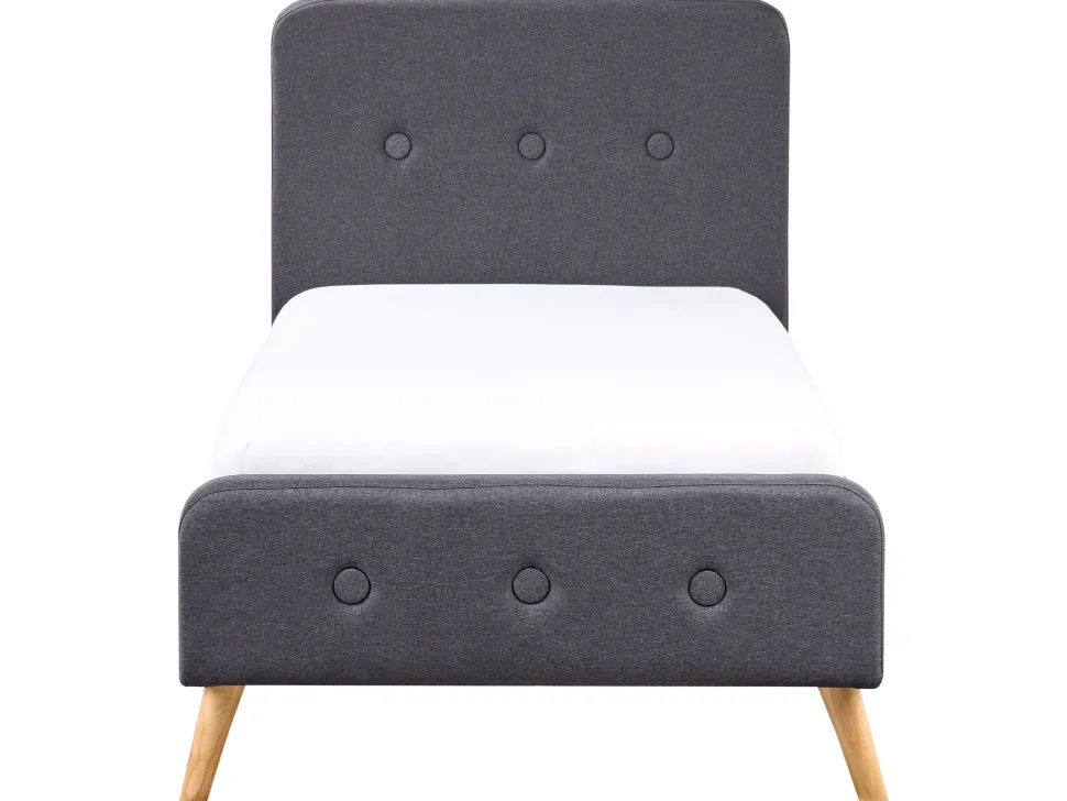 Cama De Solteiro Em Tecido Cinzento Escuro 90 X 200 Cm Rennes