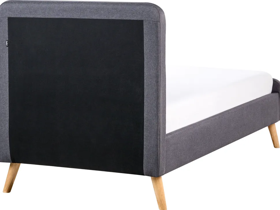 Cama De Solteiro Em Tecido Cinzento Escuro 90 X 200 Cm Rennes