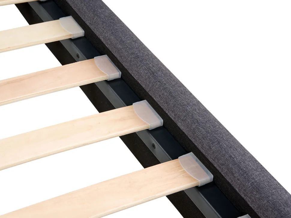 Cama De Solteiro Em Tecido Cinzento Escuro 90 X 200 Cm Rennes