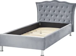 Cama De Solteiro Em Veludo Cinzento 90 X 200 Cm Metz