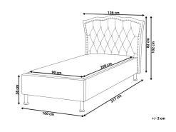 Cama De Solteiro Em Veludo Cinzento 90 X 200 Cm Metz