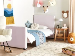 Cama De Solteiro Em Veludo Rosa 90 X 200 Cm Teenie