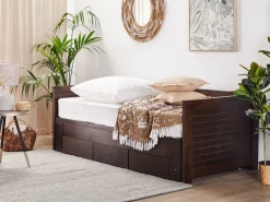 Cama Dupla Com Arrumação Em Madeira Castanha Escura 90/180 X 200 Cm Cahors