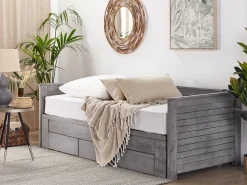 Cama Dupla Com Arrumação Em Madeira Cinzenta 90/180 X 200 Cm Cahors