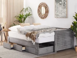 Cama Dupla Com Arrumação Em Madeira Cinzenta 90/180 X 200 Cm Cahors