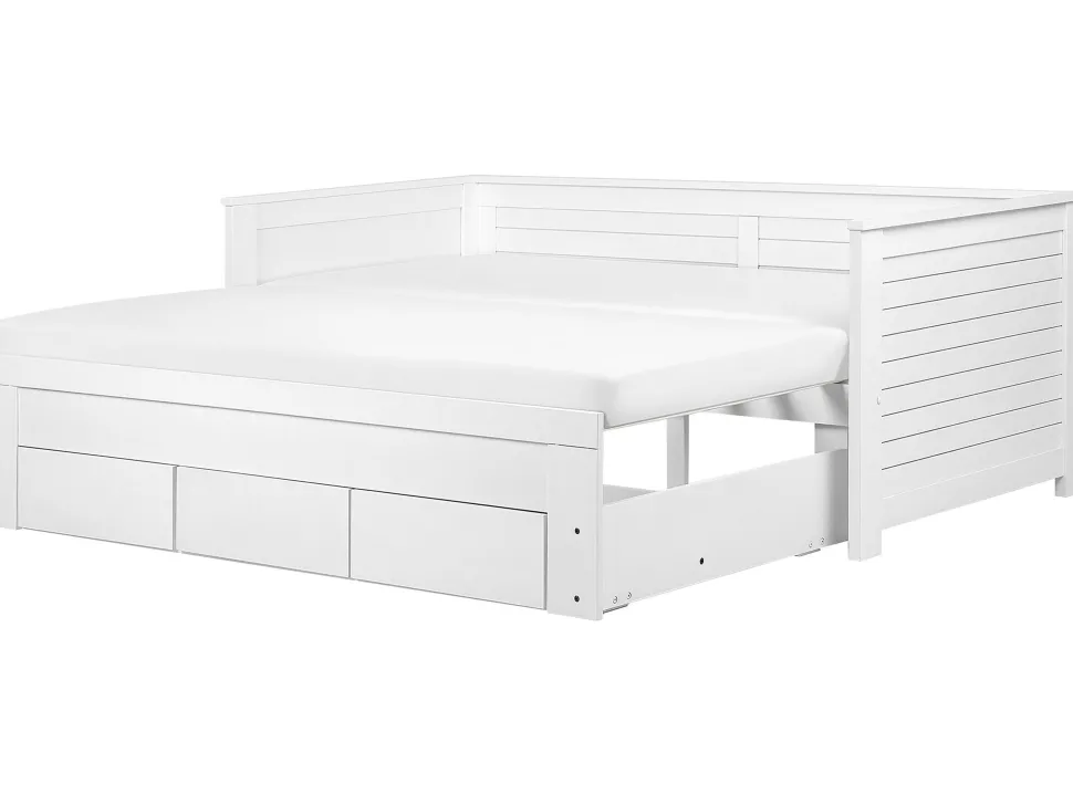 Cama Dupla Com Arrumação Em Madeira Branca 90/180 X 200 Cm Cahors