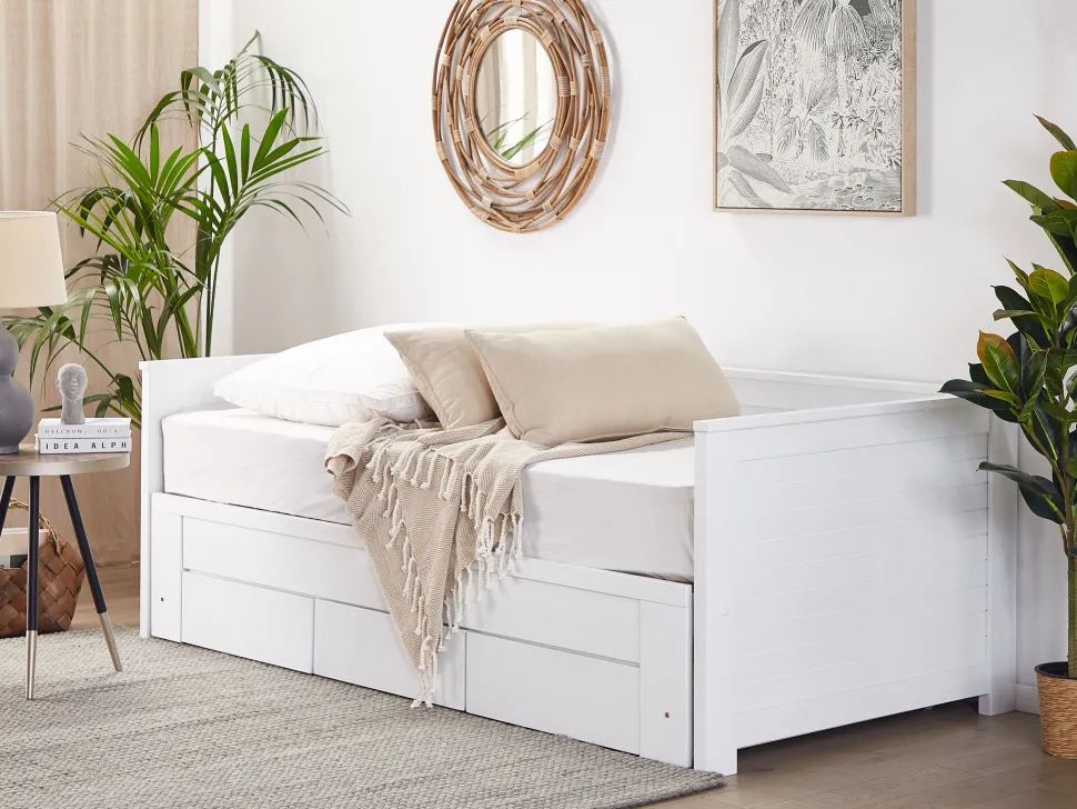 Cama Dupla Com Arrumação Em Madeira Branca 90/180 X 200 Cm Cahors