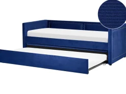 Cama Dupla Em Bombazine Azul Marinho 90 X 200 Cm Mimizan