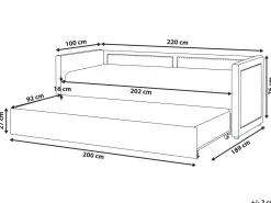 Cama Dupla Em Bombazine Azul Marinho 90 X 200 Cm Mimizan