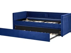 Cama Dupla Em Bombazine Azul Marinho 90 X 200 Cm Mimizan
