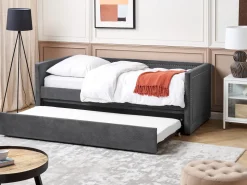 Cama Dupla Em Bombazine Cinzento Escuro 90 X 200 Cm Mimizan