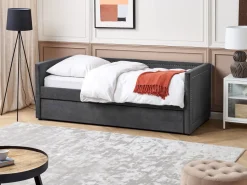 Cama Dupla Em Bombazine Cinzento Escuro 90 X 200 Cm Mimizan