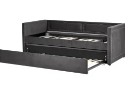 Cama Dupla Em Bombazine Cinzento Escuro 90 X 200 Cm Mimizan