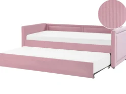 Cama Dupla Em Bombazine Rosa 90 X 200 Cm Mimizan