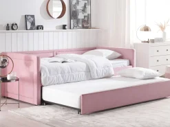 Cama Dupla Em Bombazine Rosa 90 X 200 Cm Mimizan