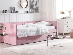 Cama Dupla Em Bombazine Rosa 90 X 200 Cm Mimizan