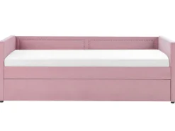 Cama Dupla Em Bombazine Rosa 90 X 200 Cm Mimizan