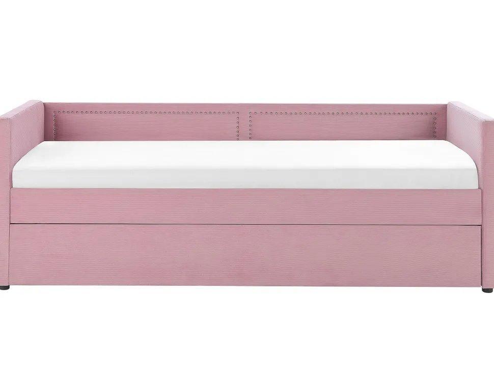 Cama Dupla Em Bombazine Rosa 90 X 200 Cm Mimizan