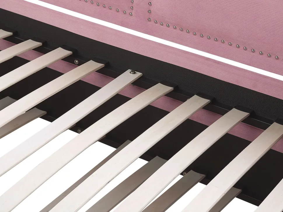 Cama Dupla Em Bombazine Rosa 90 X 200 Cm Mimizan