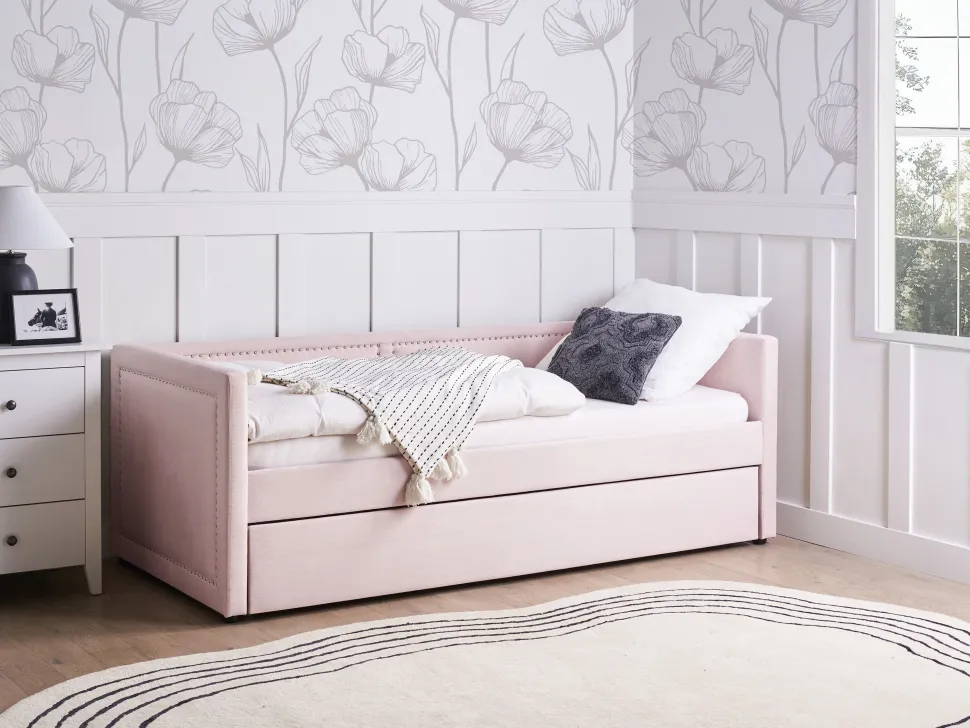 Cama Dupla Em Bombazine Rosa Salmao 90 X 200 Cm Mimizan