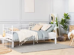 Cama Dupla Em Metal Branco 90/180 X 200 Cm Tulle