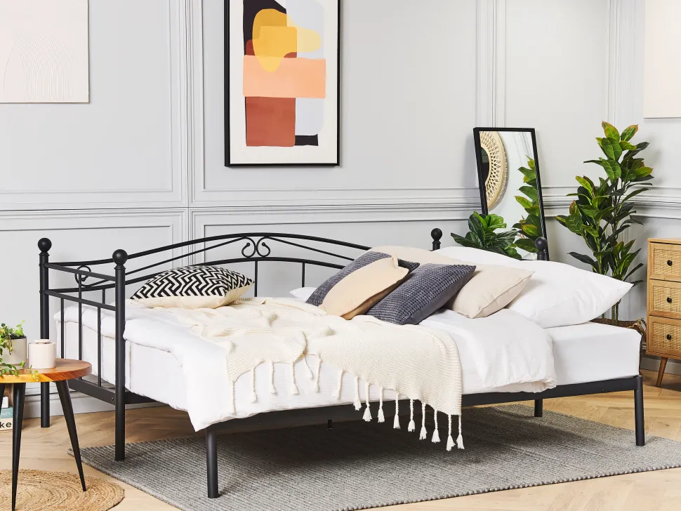 Cama Dupla Em Metal Preto 80/160 X 200 Cm Tulle