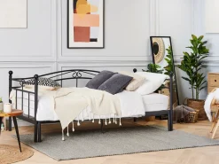 Cama Dupla Em Metal Preto 90/180 X 200 Cm Tulle