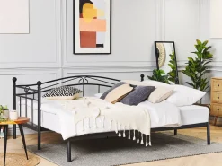 Cama Dupla Em Metal Preto 90/180 X 200 Cm Tulle