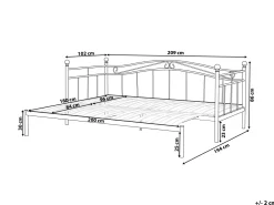 Cama Dupla Em Metal Preto 90/180 X 200 Cm Tulle