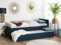 Cama Dupla Em Tecido Azul Marinho 80 X 200 Cm Marmande