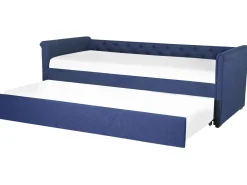 Cama Dupla Em Tecido Azul Marinho 90 X 200 Cm Libourne