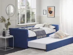 Cama Dupla Em Tecido Azul Marinho 90 X 200 Cm Libourne