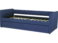 Cama Dupla Em Tecido Azul Marinho 90 X 200 Cm Libourne