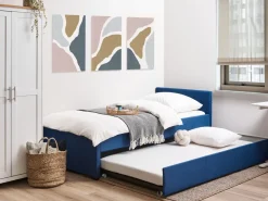 Cama Dupla Em Tecido Azul Marinho 90 X 200 Cm Marmande