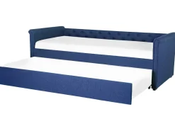 Cama Dupla Em Tecido Azul Marinho 80 X 200 Cm Libourne