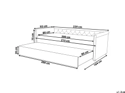 Cama Dupla Em Tecido Azul Marinho 80 X 200 Cm Libourne