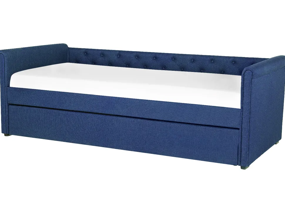 Cama Dupla Em Tecido Azul Marinho 80 X 200 Cm Libourne