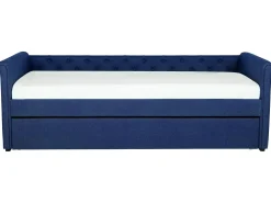 Cama Dupla Em Tecido Azul Marinho 80 X 200 Cm Libourne