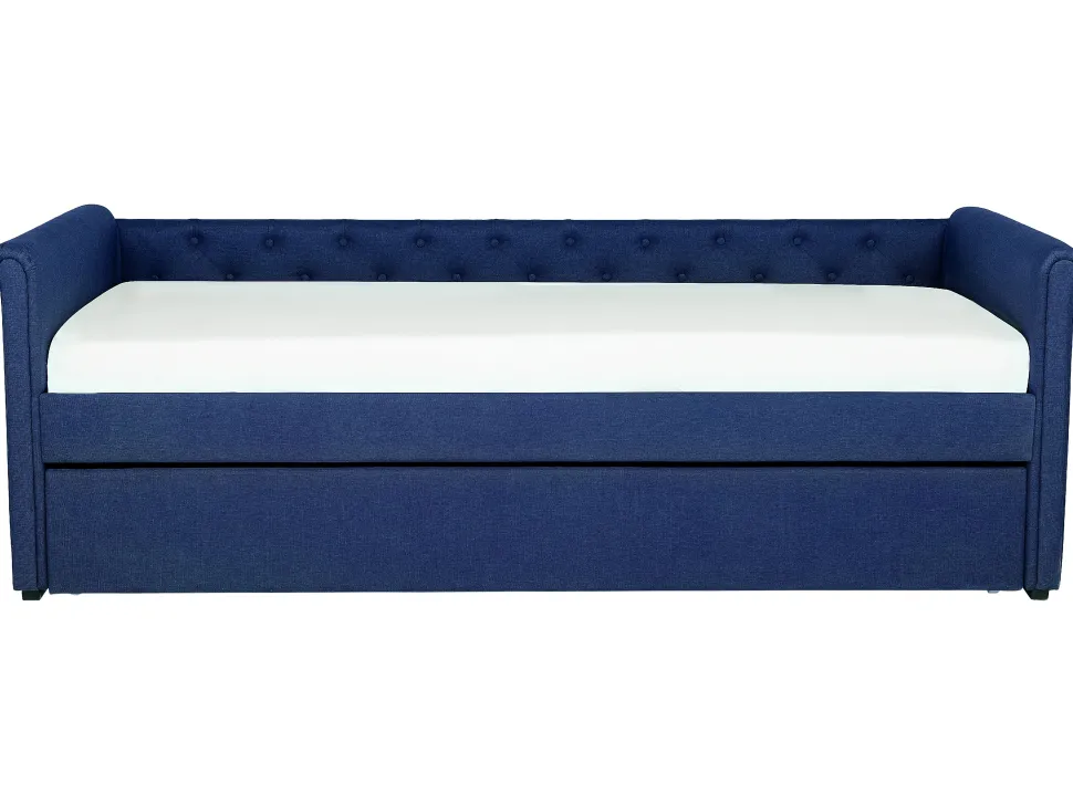 Cama Dupla Em Tecido Azul Marinho 80 X 200 Cm Libourne