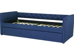 Cama Dupla Em Tecido Azul Marinho 80 X 200 Cm Libourne