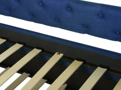 Cama Dupla Em Tecido Azul Marinho 80 X 200 Cm Libourne