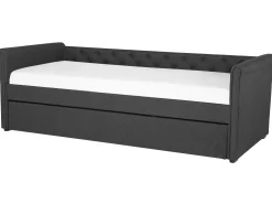 Cama Dupla Em Tecido Cinzento Escuro 80 X 200 Cm Libourne